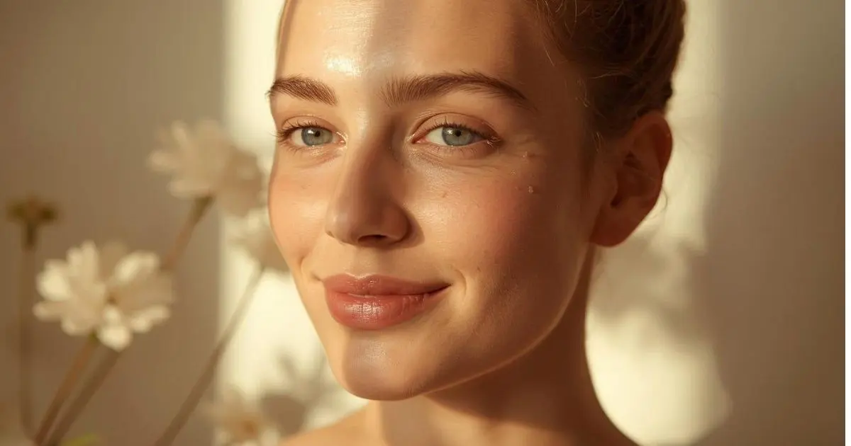 Mulher com pele natural e luminosa representando hidratação e qualidade da pele